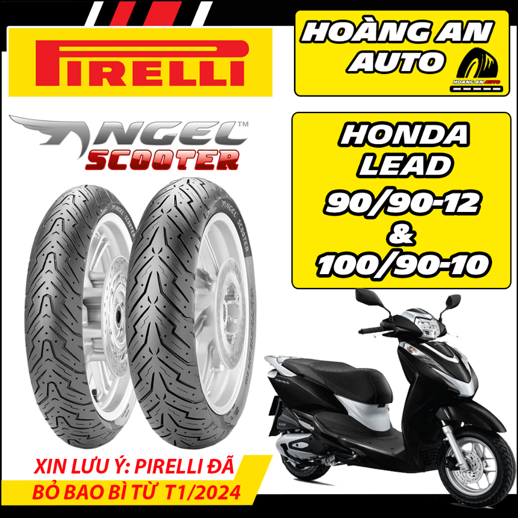 (Pirelli cho LEAD 2 Valves - 4 Valves) Vỏ lốp xe Pirelli Angel Scooter size 90/90-12 và 100/90-10