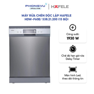   Shopee Lắp Đặt 0Đ HN HCM  Máy rửa chén độc lập Hafele HDW-F60E  538.21.200  15 bộ  - Rửa sạch hiệu quả 8 chương trình 