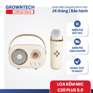  Loa karaoke kèm mic C20 Plus 5.0 GrownTech nghe nhạc thuyết trình không dây công suất lớn 