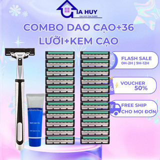  Sét dao cạo râu 108 lưỡi 2 cán dao tặng 3 lọ gel làm mềm râu và hộp nhựa đựnġ cán. 