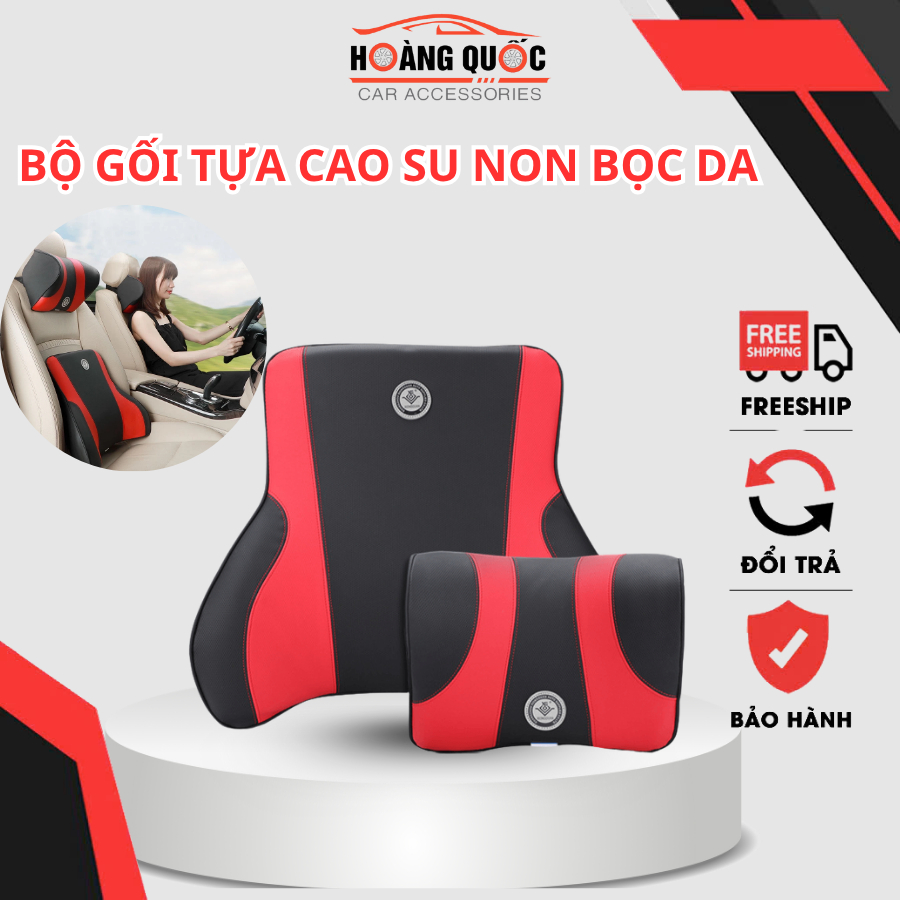 Gối Tựa Đầu Và Tựa Lưng Ô Tô Cao Su Non Bọc Da Cao Cấp