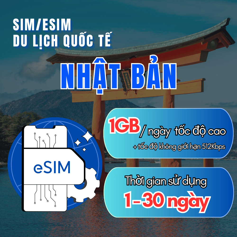 [ FREE 30 NGÀY ] Sim Du Lịch Nhật Bản Trọn Gói Data Theo Ngày, Không Giới Hạn Tốc Độ Mỗi Ngày 1GB / 