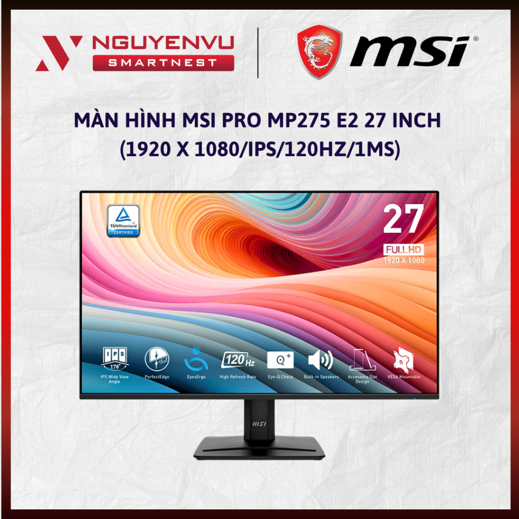 [CHÍNH HÃNG] Màn Hình MSI PRO MP275 E2 27 inch (1920 x 1080/IPS/120Hz/1ms) | BẢO HÀNH 2 NĂM