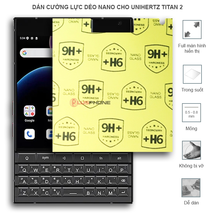 Dán cường lực dẻo nano trong hoặc nhám cho Unihertz Titan 2