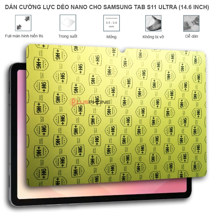 Dán cường lực dẻo nano trong hoặc nhám cho Samsung Tab S11/ Tab S11 Ultra - Dán Tablet