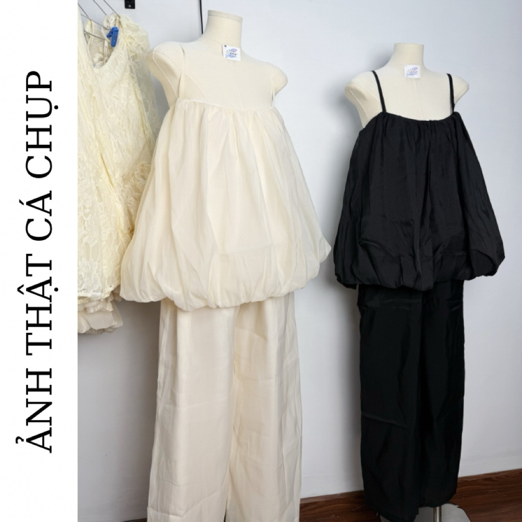 Set Đồ Nữ Áo Phồng Dáng Suông + “Quần Ống Rộng” Trắng Tiểu Thư | BigBuy360 - bigbuy360.vn