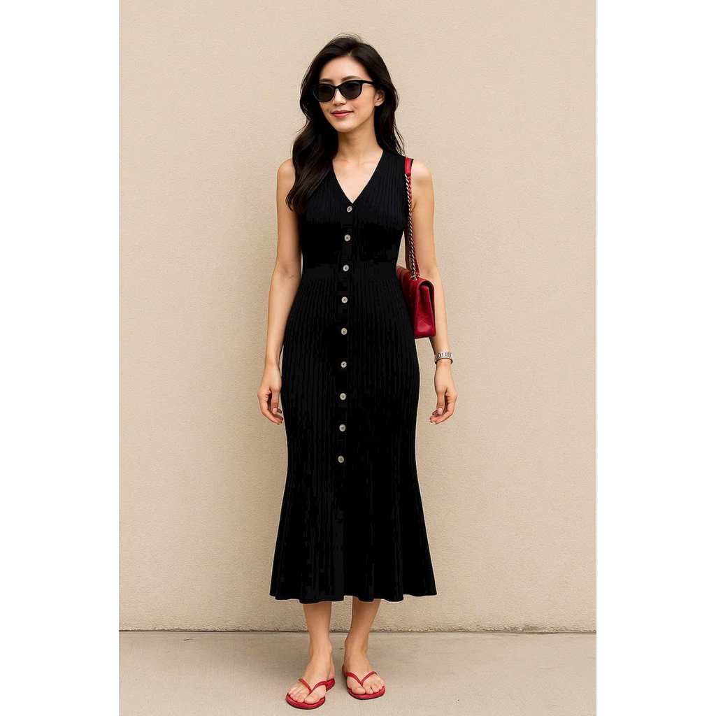 Đầm dệt kim gân siêu sang D900