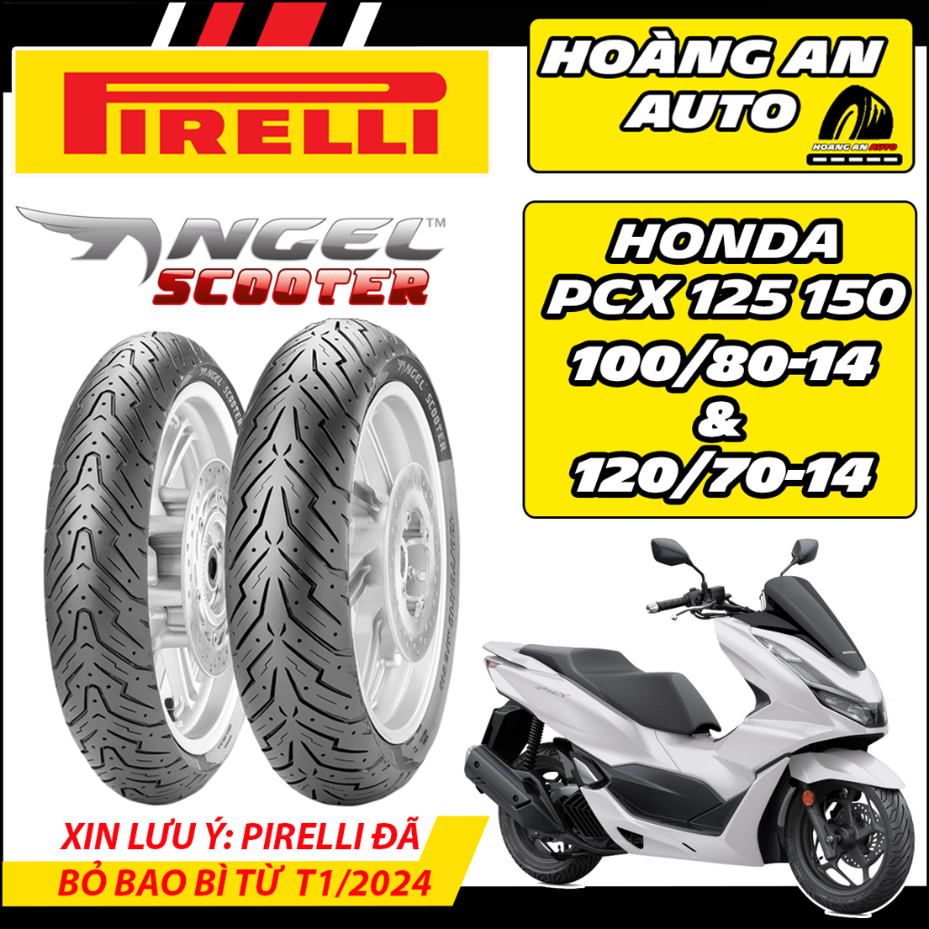 (Pirelli cho PCX 125 150 - VARIO 160) Vỏ lốp xe Pirelli Angel Scooter size 100/80-14 & 120/70-14