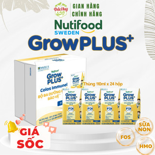 Thùng 24 hộp Sữa Bột Pha Sẵn Nutifood Sweden GrowPLUS+ Sữa Non Immunel (24 hộp x 110/180ml)