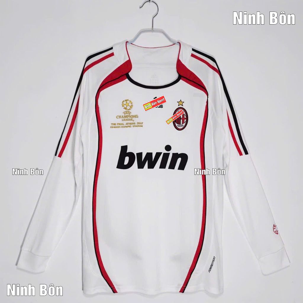 Áo Bóng Đá Retro CLB AC Milan Sân Khách 2007, Dài Tay - Hàng Nhập Khẩu Thái Lan