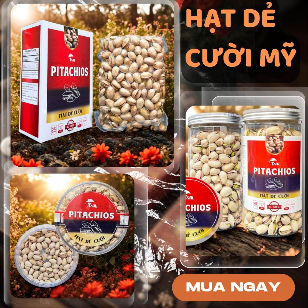 {Gía xưởng} Hạt Dẻ Cười Mỹ Không Tẩy Hộp 500Gr hạt dinh dưỡng oganic loại 1 - XƯỞNG HẠT MACCA T&A
