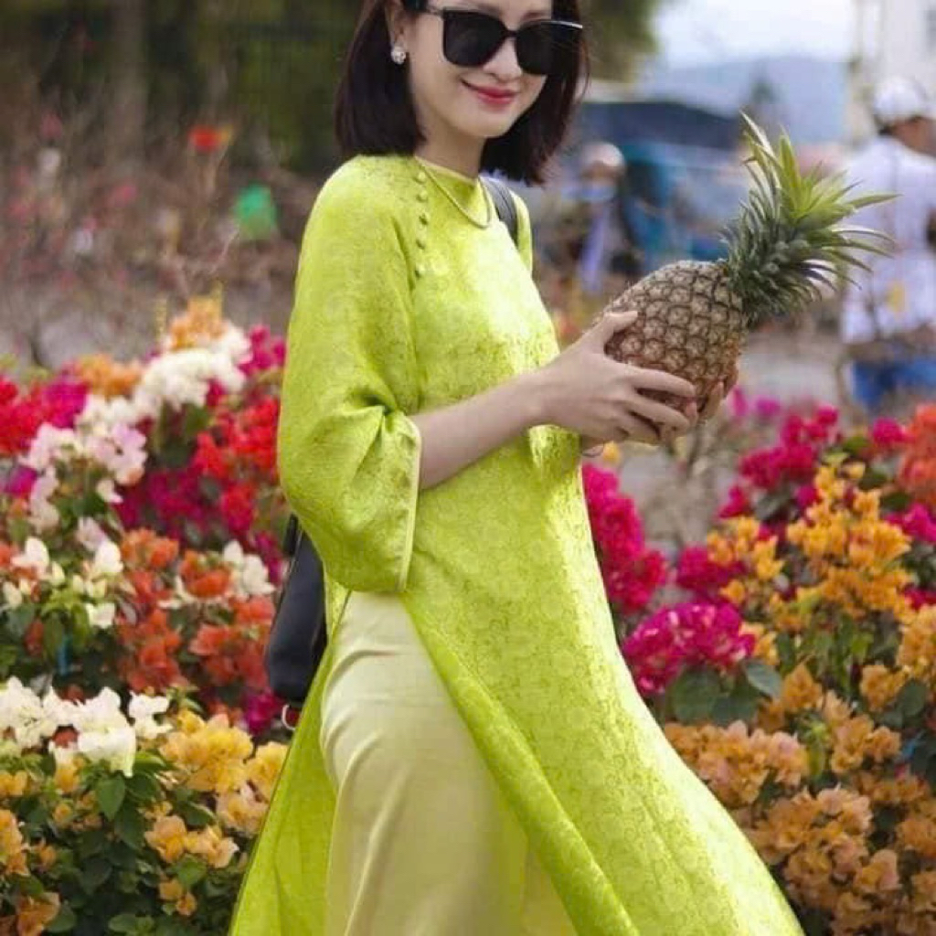 Vải lụa may áo dài, Mã 04-Cúc vàng chanh ,vàng cốm, vàng xanh tươi , lụa Nha Xá, |Nhungsilk | Lụa ca