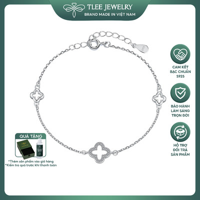 Lắc tay bạc nữ TLEE cỏ bốn lá tam hoa rỗng xinh xắn TLEE JEWELRY LT0339