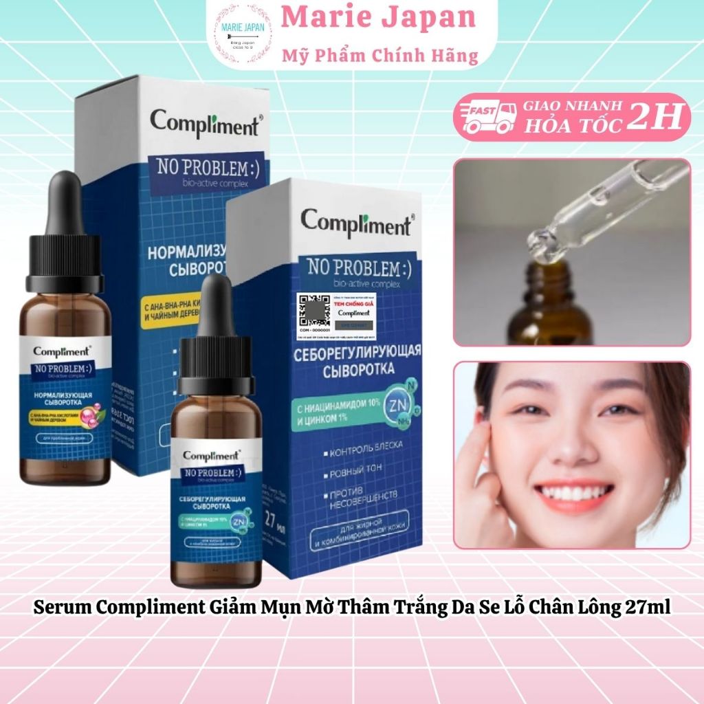 Serum Compliment Giảm Mụn Mờ Thâm Trắng Da Se Lỗ Chân Lông 27ml