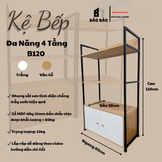  Kệ bếp lò vi sóng lò nướng 4 tầng có ngăn tủ hiện đại đa năng - B120 