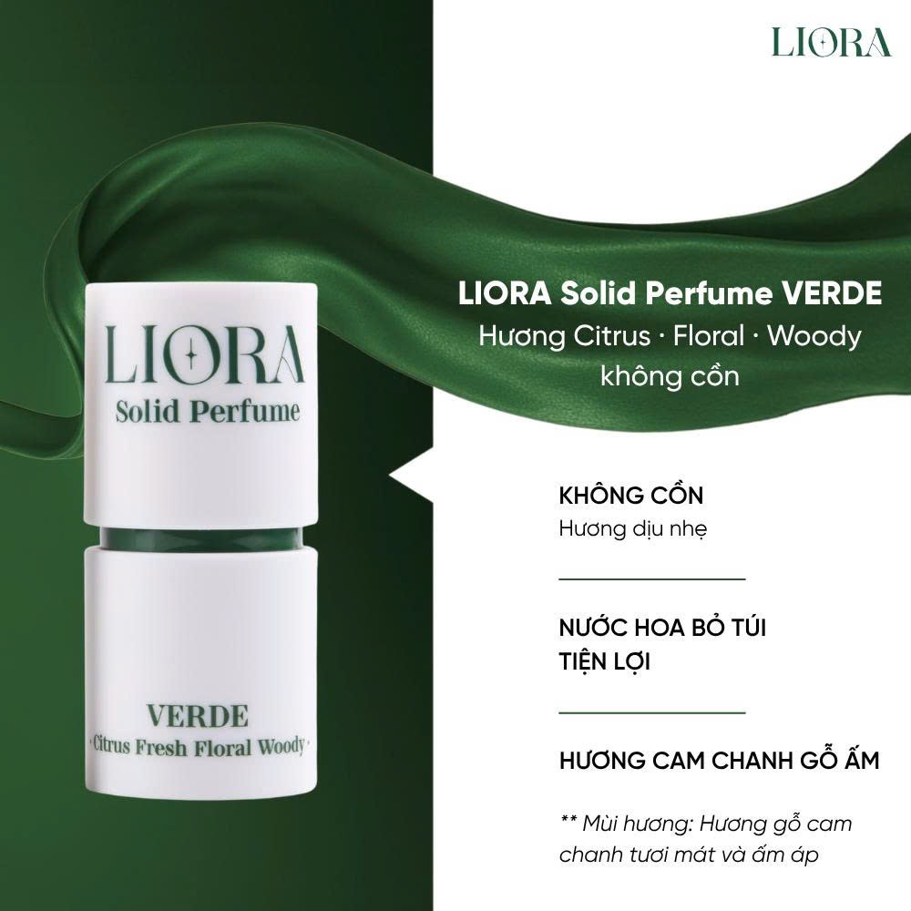 LIORA Solid Perfume VERDE – Hương Citrus · Floral · Woody không cồn
