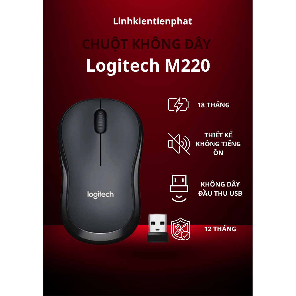 🖱️ Chuột Không Dây Logitech M220 Silent – Êm Ái, Tiện Lợi, Chính Hãng – Tặng Kèm Pin