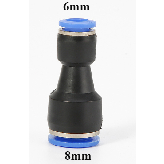 Đầu nối khí nén PG8-6 | Đầu nối nhanh ống hơi giảm 8mm xuống 6mm