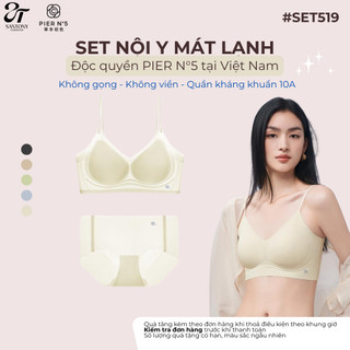   Mua Áo Tặng Quần  PIER N°5  Set 2 Món Nội Y Hương Hoa Sơn Trà - Áo Cúp Ngực Thoáng Khí Đáy Quần Tơ Tằm Kháng Khuẩn 10A 