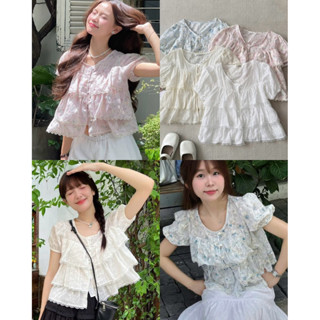  Áo babydoll ren 3 tầng  CHẤT XỊN - ẢNH THẬT   tay bồng thêu hoa nổi  ngoan xinh iu - 115 - 