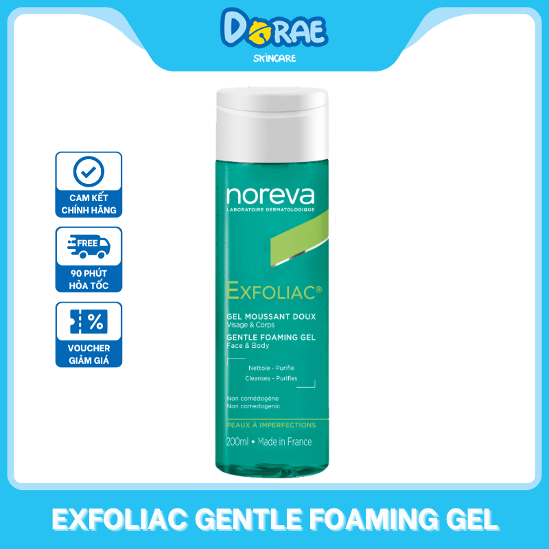 NOREVA I Gel rửa mặt Noreva Exfoliac Intensive Foaming sạch sâu dịu nhẹ dành cho da dầu mụn