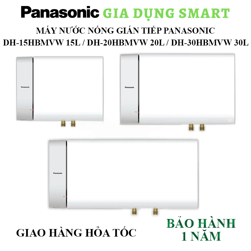Máy nước nóng gián tiếp Panasonic DH-20HBMVW bình ngang 15 lít, 20 lít, 30 lít - Bảo hành 12 tháng