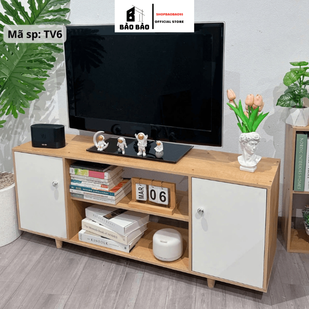 Kệ Tivi gỗ để sàn có ngăn chất liệu gỗ MDF phong cách bắc âu hiện đại - TV6