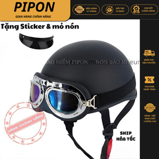  Nón bảo hiểm nữa đầu kính phi công đáng yêu mũ bảo hiểm chính hãng phù hợp cho cả nam và nữ 