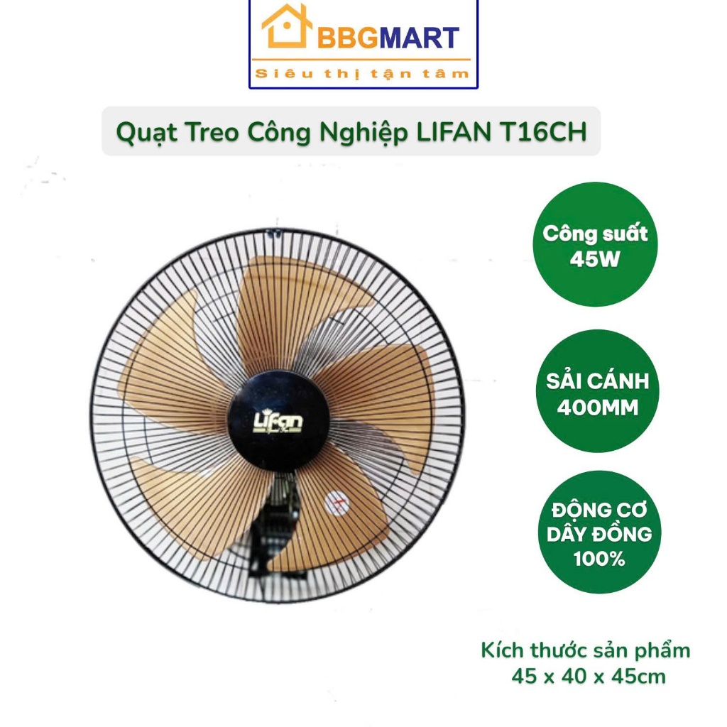 Quạt Treo 2 Dây Công Nghiệp LIFAN T16CH Motor Dây Đồng 100% II YANFAN TC18 II Yanfan TC16