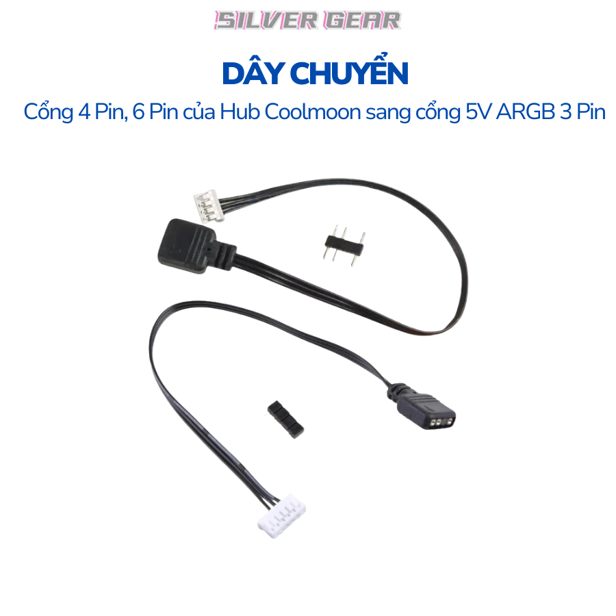 Dây chuyển cổng 4 Pin/6 Pin của Hub Coolmoon sang cổng 5V ARGB 3 Pin