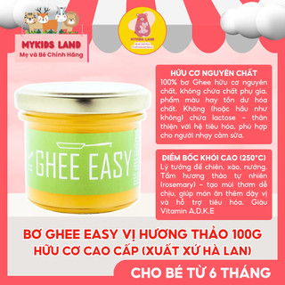 Bơ Ghee Easy Hữu Cơ Vị Hương Thảo – Rosemary Ghee 100g, Bơ Nguyên Chất Cao Cấp Từ Hà Lan