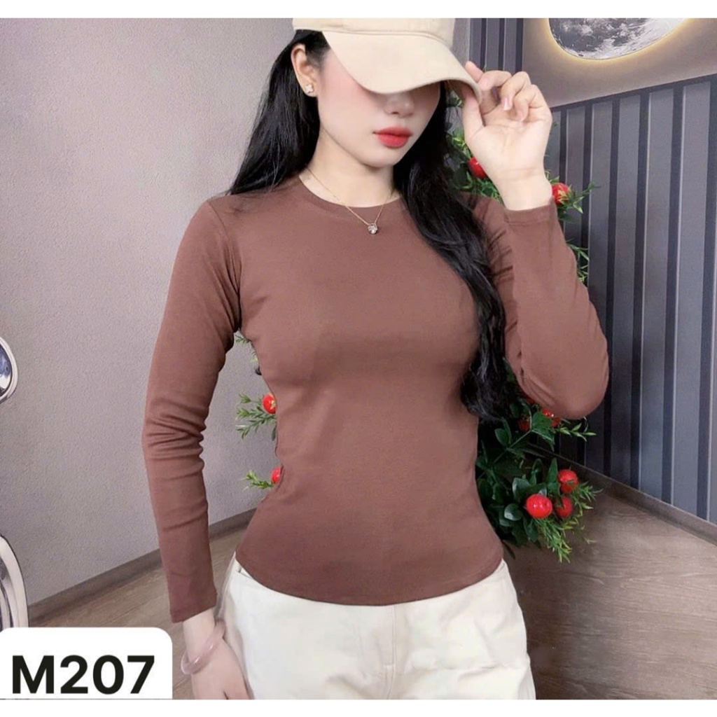 Áo thun ôm body cao cấp tôn eo DOGA tay dài trơn, chất COTTON BORIP co giãn, mềm mịn mát 10 màu M207 | BigBuy360 - bigbuy360.vn