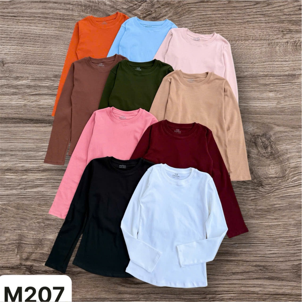 Áo thun ôm body cao cấp tôn eo DOGA tay dài trơn, chất COTTON BORIP co giãn, mềm mịn mát 10 màu M207 | BigBuy360 - bigbuy360.vn