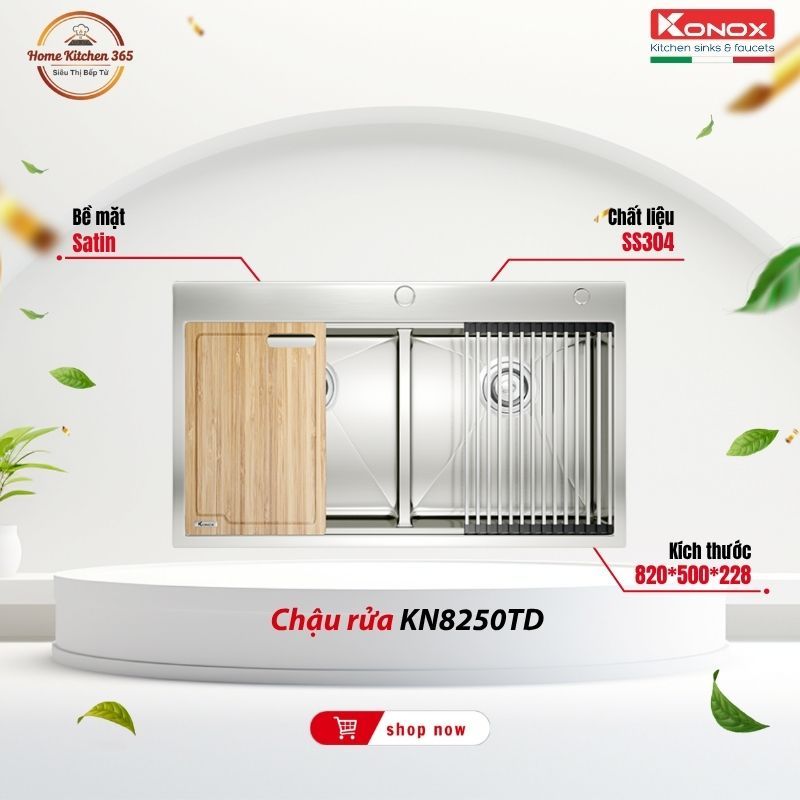 Chậu Rửa Bát Konox Workstation – Topmount Sink KN8250TD Chậu Rửa Workstation Đá Granite 2 Hộc Có Bàn