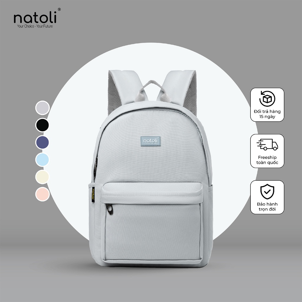 Balo nam nữ đi học chống nước thương hiệu NATOLI nhiều ngăn kháng nước tốt - Basic Backpack B2