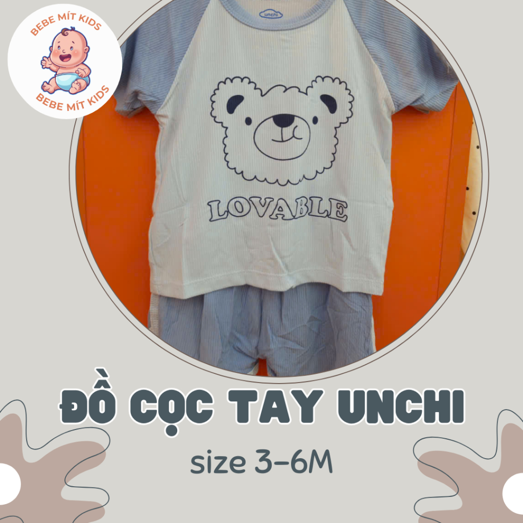 Bộ đồ cộc tay Unchi cho bé 3–24 tháng – Cotton cao cấp, mềm mịn, thoáng mát, chính hãng BeBe Kids
