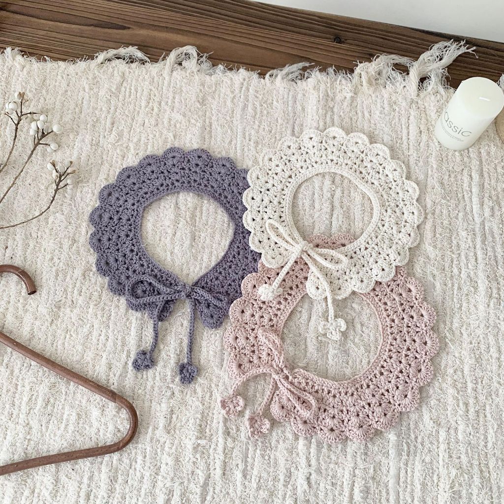 𝑨𝒑𝒓𝒊𝒍 𝒃𝒆́𝒃𝒆́ - Cutemily Cổ áo hoa len móc phối đồ cho bé gái dễ thương