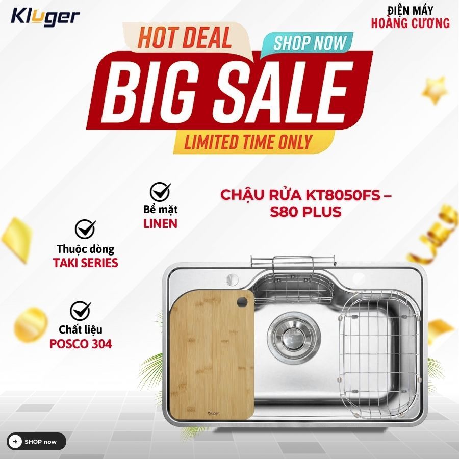 Chậu rửa chén Kluger KT8050FS – S80 Plus - Inox 304 Cao Cấp, Thiết Kế Hiện Đại