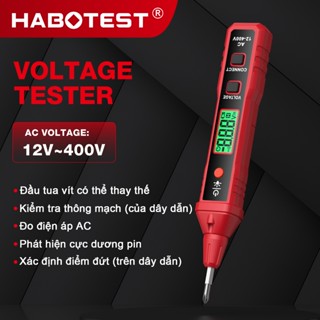  HABOTEST HT91A Bút kiểm tra điện áp NCV AC 12 ~ 400V có màn hình LCD đèn nền dành cho dây điện 