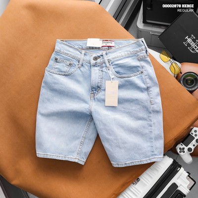 [FORM RỘNG] Quần short jean nam Heboz basic regular 2M, quần đùi vải denim trơn cao cấp - 00002878