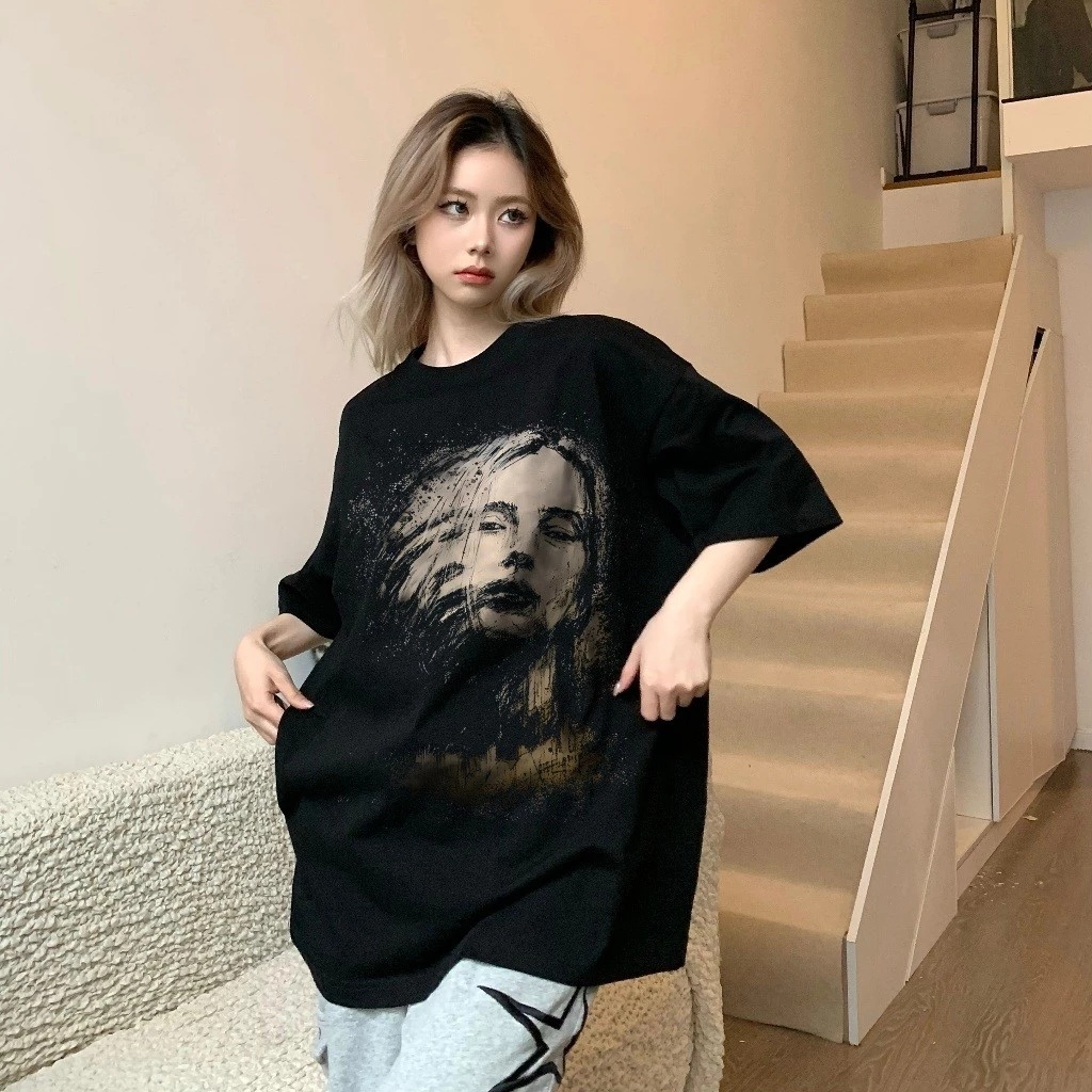 Áo phông nữ form rộng vintage girl phố logo in hình cổ tròn áo thun oversize 100%cotton local brand tay lơ | BigBuy360 - bigbuy360.vn