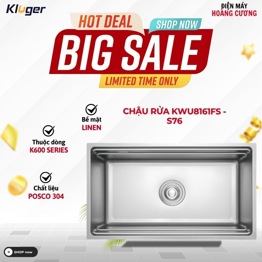 Chậu rửa chén Kluger KWU8161FS - S76 - Dung Tích Lớn, Chống Tràn, Siêu Tiện Dụng