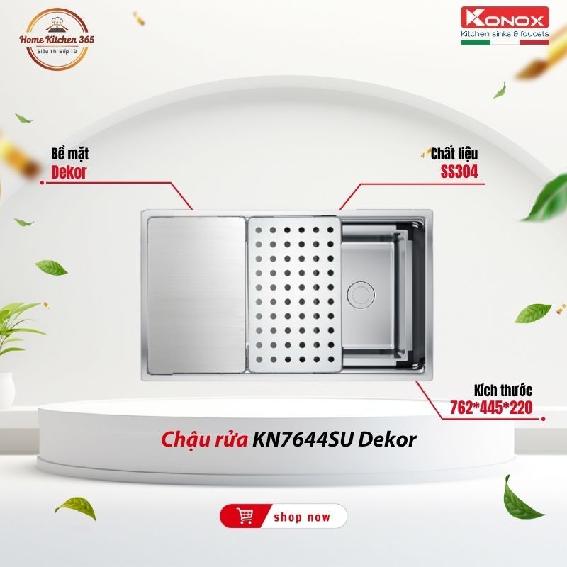 Chậu Rửa Bát Konox Dekor KN7644SU – Chậu Rửa 1 Hộc Âm Bàn Sang Trọng Undermount Sink