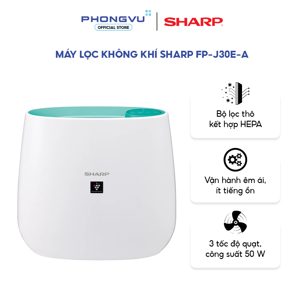 Máy lọc không khí Sharp FP-J30E-A - Lọc sạch bụi, Diện tích 23m², Màng HEPA - Bảo hành 12 tháng