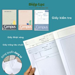   1-3t  Giấy kiểm tra Campus đóng quyển xé 30 tờ đôi giấy trắng giấy nhật vàng B5 vpp Diệp Lạc 