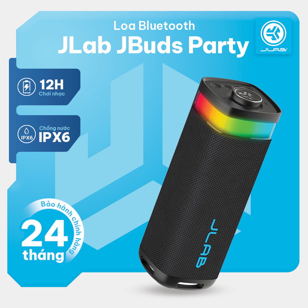 Loa Bluetooth JLab JBuds Party – Công Suất 30W, RGB, Kháng Nước IPX6, Pin 12h – Hàng Chính Hãng