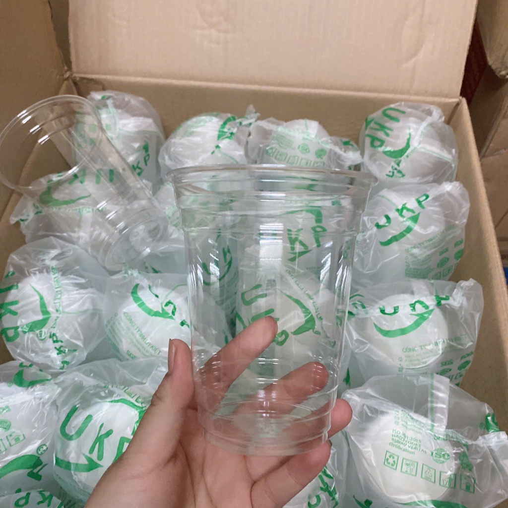[Combo 100 Bộ] Ly Nhựa PET, PET LÙN 500ml Đựng Cafe, Nước Ép Có Nắp Cầu, Nắp Uống Trực Tiếp 500ml, 7