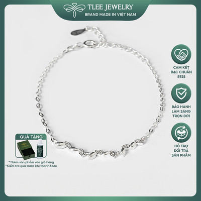 Lắc tay bạc nữ TLEE Foliage lá đính đá nữ tính TLEE JEWELRY LT0121