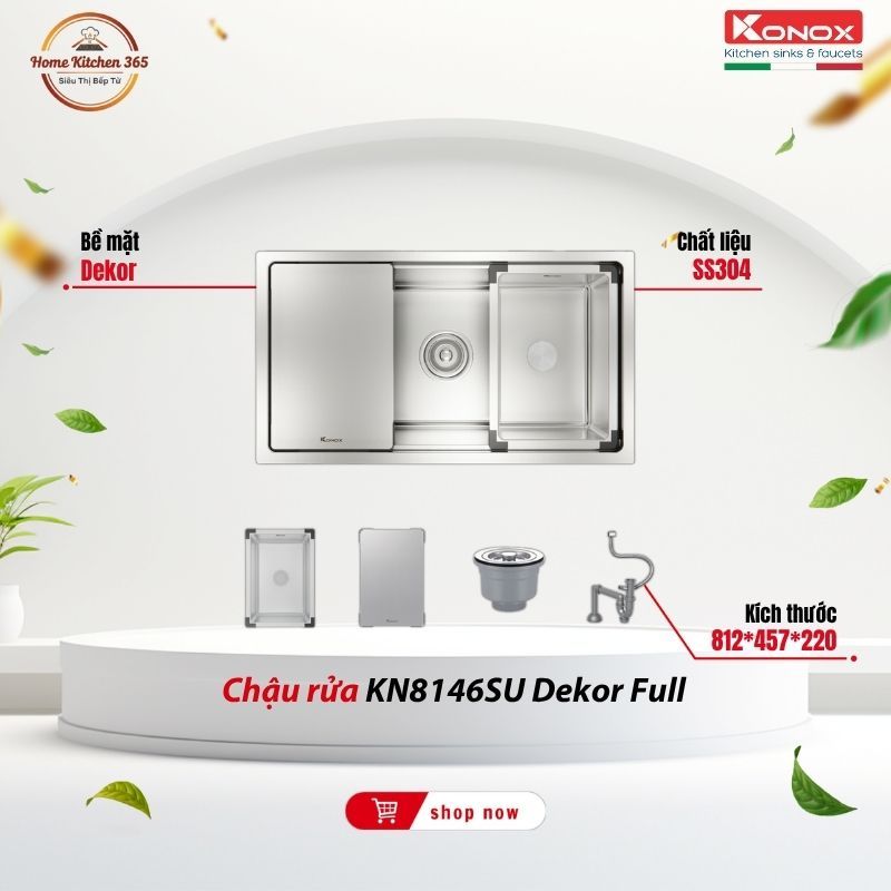 Chậu Rửa Chén Konox Dekor KN8146SU – Chậu Rửa Dekor Inox 304 Âm Bàn Undermount Sang Trọng