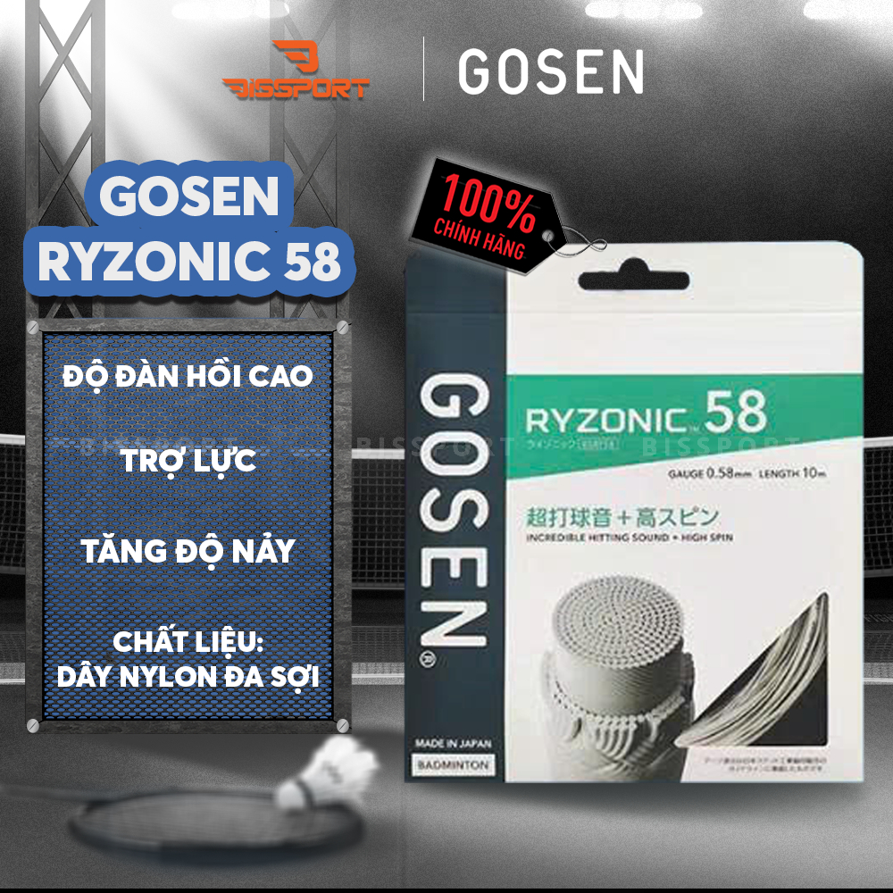 Cước Cầu Lông Gosen Ryzonic 58 Chính Hãng - Trợ Lực - Ít Chạy Dây - Tiếng Vang Lớn - Siêu Mảnh - Giữ